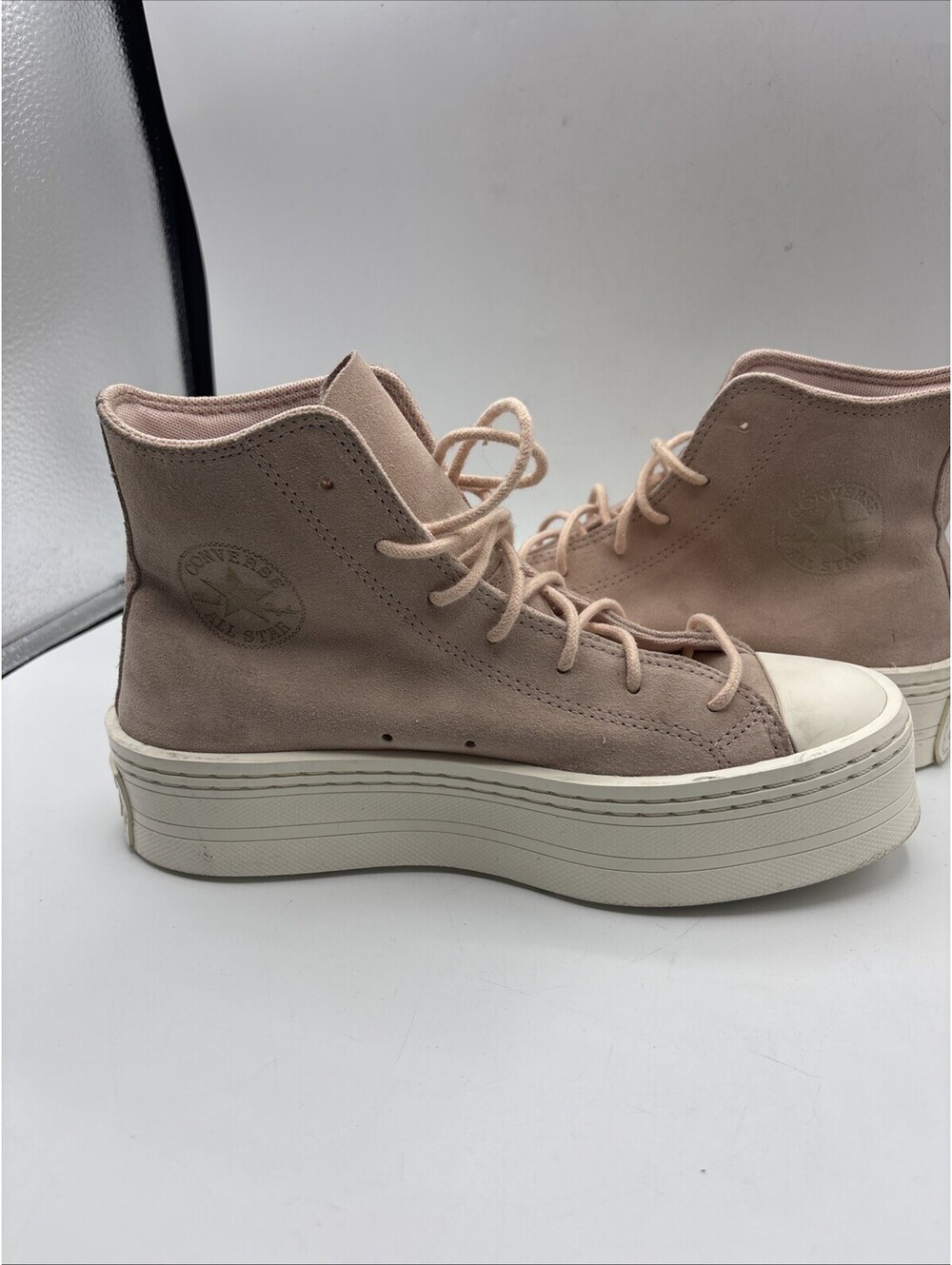Converse All Star Women's  Size 8 Modern Lift Mono Suede Platform Sneak Rose - Picture 6 of 9